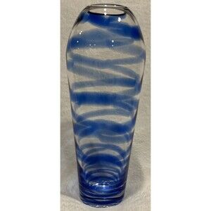 Cobalt Blue Swirl Vase 11 1/2 x 5 Inches